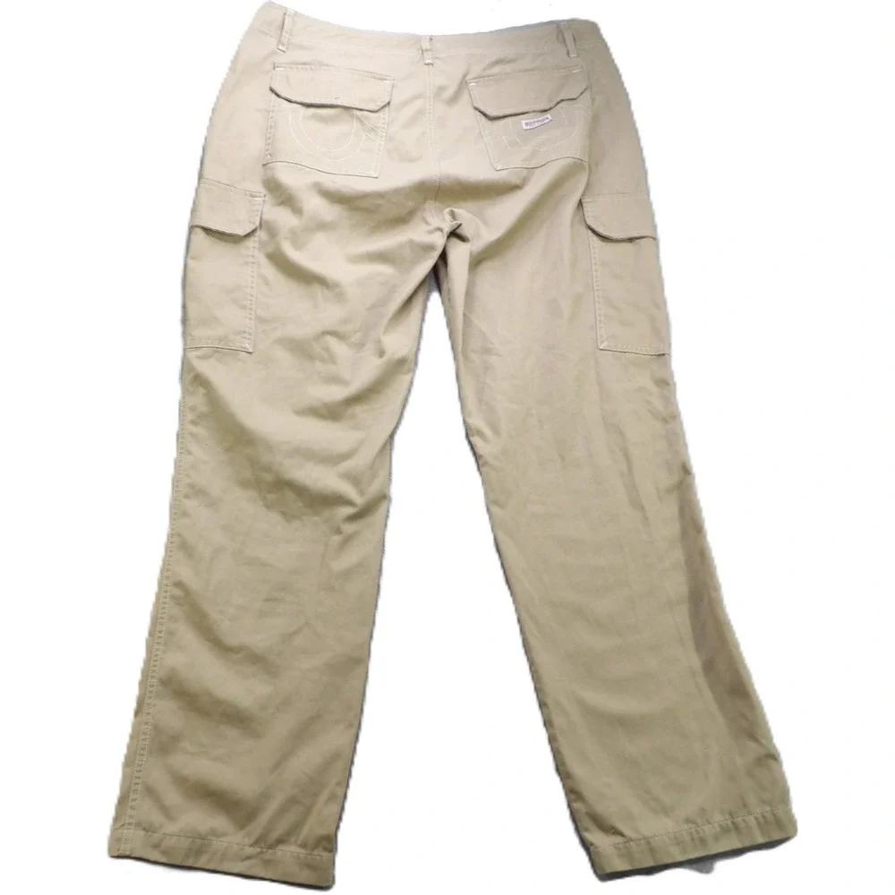 True Religion Cargo Pants Men 38 Khaki Cotton Blend Utility Trouser Relaxed Logo